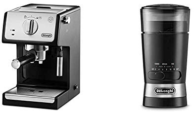 De'longhi ECP33.21 - Cafetera espresso, 1100 W, capacidad 1.1 l, café molido y monodosis, negro y plata + De'Longhi KG210 - Molinillo de Café