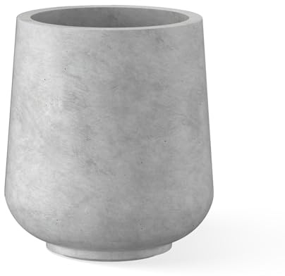 Kante 15.3 Dia Round Concrete Planter, Outdoor Indoor Large Plant Pots Containers with Drainage Hole and Rubber Plug for Home Garden Patio, Natural Concrete