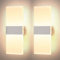 Glighone LED Wall Lights Dimmable Wall Lights Indoor 12W Up Down Wall Lighting Modern Acrylic Wall Lamp Hardwired Wall Sconce for Bedroom Living Room Corridor, Warm White (2 Pack,Sliver)