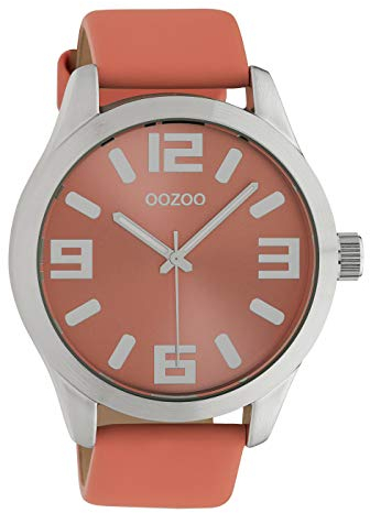 Oozoo Damenuhr mit Lederband Classic Color Line XL 47 MM Apricot/Apricot C10675