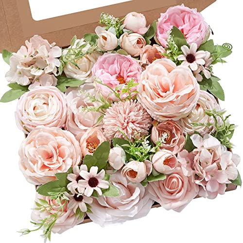 Serwalin Fleurs artificielles roses en soie pour bouquets de mariage, centres de table, décoration de printemps, fête, fête prénatale