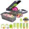 Vegetable Cutter,Multifunktioneller Gemüseschneider zum Würfeln, Reiben & Hobeln von Obst und Gemüse , 7 austauschbare Edelstahlklingen, Eiweißtrenner, Auffangbehälter, Fingerschutz, Reinigungsklinge
