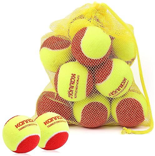 BNGXR Tennisbälle, 12 Stück Stage 3 Tennisbälle Kinder Dekompression 75% Tennisball Mit Tragetasche Methodikbälle füR Kinder Unter & Einsteiger Training Tennis, Gelb/Rot