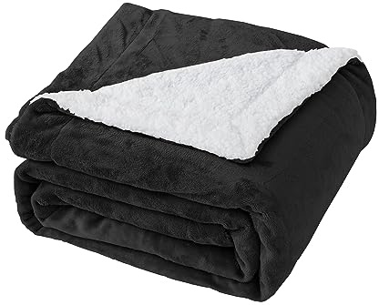 Good Nite filt 200 x 230 cm vändbar sherpa fleecefilt fluffig polyesterfilt mjuka och varma sängfiltar för hemmaliv och resor (svart, kung)