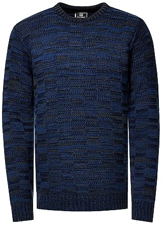 Rusty Neal Maglione da uomo pesante a maglia grossa con scollo rotondo in stile streetwear, design a contrasto, S – 3XL 438, Blu marino, S