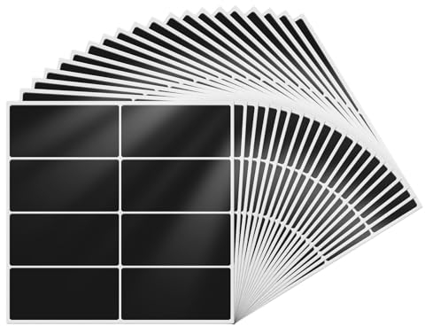 YIKIADA Schwarz Etiketten 40 × 19 mm Rechteckig Selbstklebend Klebeetiketten Wasserdicht Aufkleber für Marmelade Beschriften Adressetiketten 160 Stück