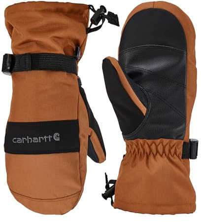 Carhartt Kid's GL0845J Junior Waterproof Insulated Gauntlet Mitt - Medium - Brown/Black