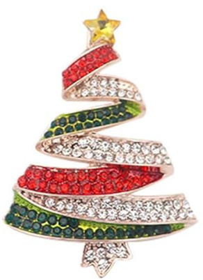Broche vintage en forme d'arbre de Noël, broche en strass de Noël pour femmes, broche en émail cristal mignonne en forme d'arbre de Noël, broche en bijoux de Noël pour accessoire de fête