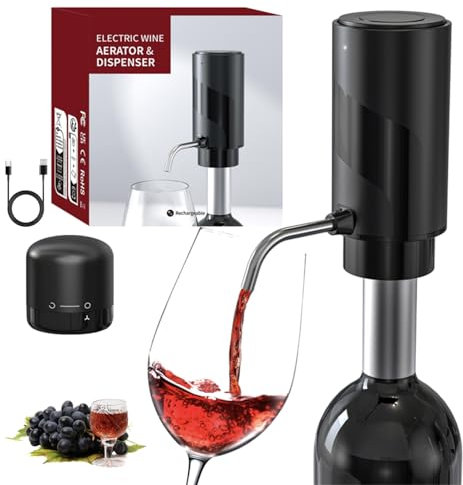 BANJILI Aeratore e versatore elettrico per vino con Tappo, Decanter per vino automatici intelligenti, Distributore di vino ricaricabile con cavo USB, I migliori regali per il vino