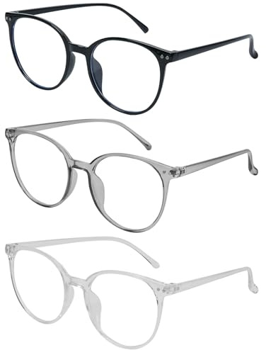 Aomig Blue Light Blocking Glasses, 3 Pcs Anti Blue Light Computer Gaming Glasses for Women Men, Lightweight Reading Eyewear Anti Glare Anti Eyestrain Fashion Transparent Eyeglasses