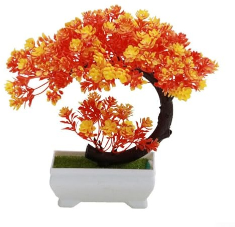 Startbuymore Artificial Bonsai Tree Fake Potted Plant, Orange | For Home Or Office Decoration
