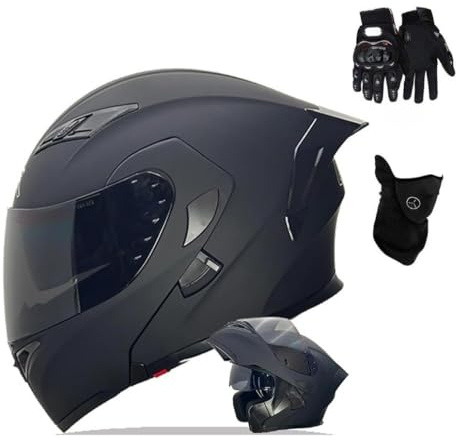 Casco de Moto Modular, con Doble Visera Cascos de Motocicleta, Casco Integral ECE Homologado, para Mujeres y Hombres(C10,M(55~56CM))
