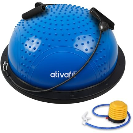 Ativafit Balón de equilibrio hedgehog hemisférico, media pelota de gimnasia, tabla de equilibrio para suelo y pies pelvic masaje, se puede usar ambos lados completos para entrenamiento de equilibrio