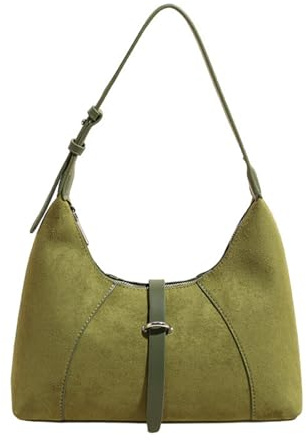 Suede Slouchy Hobo Bags for Women, Dumpling Bag, Suitable for Autumn and Winter, Suitable for Leisure, Work and Shopping (Green)