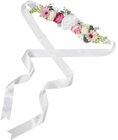 NIYANGLE Fascia Floreale Boho per Gravidanza Cintura Fiori per Pancia Fascia Vintage per Abito Maternità Cintura Rustica per Future Mamme Servizio Fotografico Maternità Shower