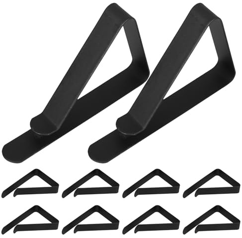 POPETPOP Pinzas para Manteles de Acero Inoxidable Antideslizantes Juego de 10 Piezas Tamaño Pequeño Color Negro Sujetamanteles Resistentes al Viento para Picnic Camping y Reuniones al