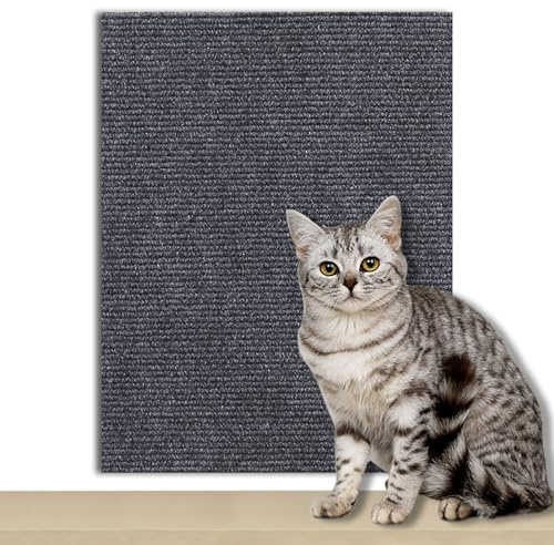 Tapis griffoir autocollant pour chat - 100 cm x 40 cm - Protection contre les rayures - Canapé - Bricolage - Planche à gratter pour chat - Tapis mural pour chat - Protection (gris) (gris 1)