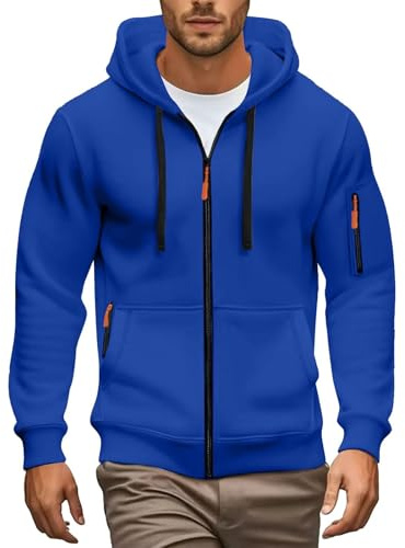 Generisk sweatjacka herr med huva oversize dragkedja huvtröja Y2K med fickor | Herr huvjacka med dragkedja varm sweatjacka bekväm tröja lös övergångsjacka tjock arbetströja
