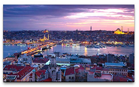 Paul Sinus Art Bilder XXL Istanbul Sonnenuntergang 120x70cm Wandbild auf Leinwand