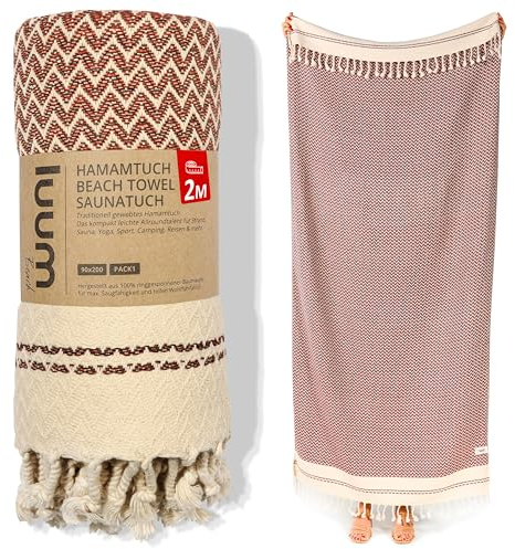 Luum® Hamamtuch groß 90x200 Strandtuch XXL Saunahandtuch Badetuch Handtuch Yogatuch Duschtuch Strandhandtuch Saunatuch Reisehandtuch Turkish Towels, Damen Herren, 100% Baumwolle, Rot