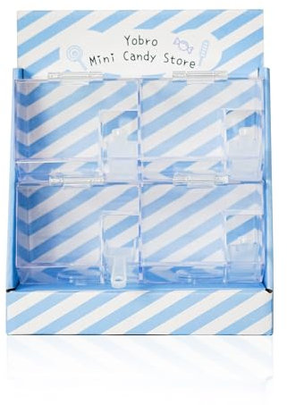 YOBRO Mini magasin de bonbons, mini distributeur de bonbons, distributeur de collations avec pelles, rangement de bonbons, récipient en acrylique alimentaire (bleu)