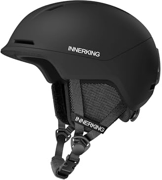 InnerKing Skihelm, leicht & verstellbar, PC-Schale mit stoßabsorbierendem EPS, 10 Belüftungen, weiches Futter, für Herren & Damen (Schwarz, M(55-59cm/21.6''-23.2''))
