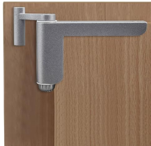 Türschließer ohne Bohren - Minitürschließer, automatischer Türschließer für leichte Innentüren, geeignet für DIN links/rechts schließende Zimmertüren - 1 Stück Silber