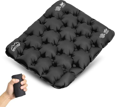 ONTYZZ Cuscino Gonfiabile per Sedile, Cuscino Aria Impermeabile, Campeggio, Cuscino Sedile Ultraleggero Compatto per Stadio, Nero