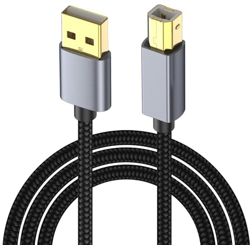 Danfetsoy Câble d'imprimante USB 2.0 vers USB B mâle vers type A mâle pour MacBook Pro, Air, contrôleur DJ, imprimante, scanner, fax, clavier midi, etc. (5 m)