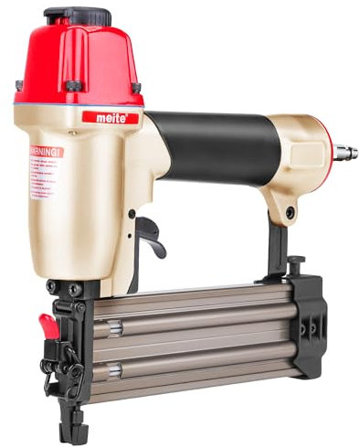 meite F50C Air Brad Nailer with Safety Nose, Pneumatic 18 Gauge Brad Nailer Small Finish Nail Gun for Trim Work, Fires 18 Gauge Brad Nails 15 mm to 50 mm