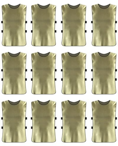 BESTORI Gilet D'entraînement de Football Respirant Gilet Adultes Maillots Lot de 12 Chasubles de Sport Large Or