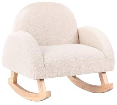 Sedia a dondolo per bambini in legno beige chiaro