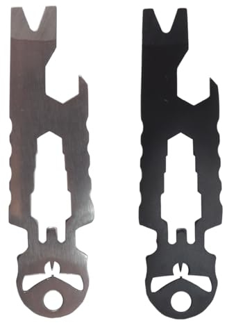 Durlo 2-pack 3-i-1 multiverktygsnyckelring i rostfritt stål - flasköppnare, skiftnyckel och kofot för utomhusbruk/EDC