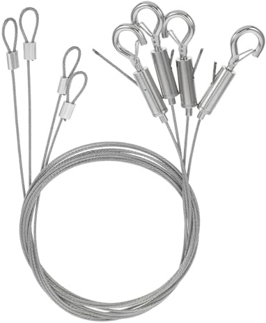 DOITOOL 4 piezas Kit Cables de Acero Ajustables para Colgar Cuadros y Espejos Ganchos Resistentes para Colgar Pinturas y Arte Sistema Seguro y Duradero para Montaje Hogares y Galerías
