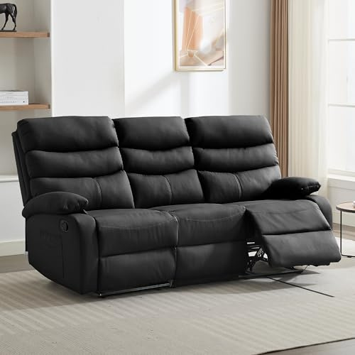 GNMLP2020 3 Seater Recliner Sofa Set, Anti-Scratch Reclining Loveseat Sofa & Couch for Living Room, RV, Home Theater Apartment(Black, 3 Seater Sofa)