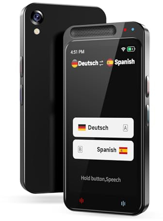 Dispositivo de Traductor de Voz,Traductor de dos vías de Voz inteligente Traductor de Bolsillo de Fotos en Tiempo Real,138 idiomas Soportados,Traductor de Voz en línea/Fuera de línea Para empresas