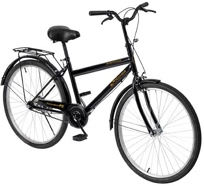 Baroni Home Vélo de ville pour homme, guidon et selle réglables, vélo de 26 pouces avec double frein avant et arrière, vélo de ville, couleur noire, 168 x 110 cm