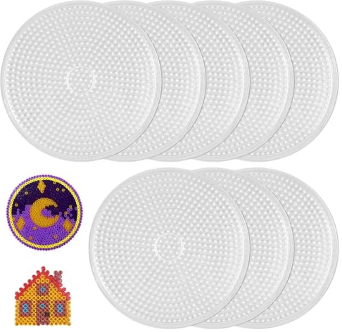 8 Pièces Ronds Plaque Perle a Repasser, Plaques de Perles à Repasser de 5mm