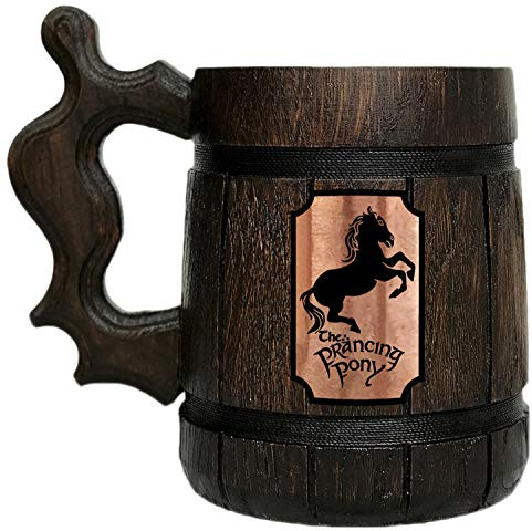 Prancing Pony Mug. Wooden Beer Mug. Lord Rings Gift. Prancing Pony Pub Inspired Tankard. Wooden Beer Steins Gift. Beer Tankard #95/0.6L / 22 ounces