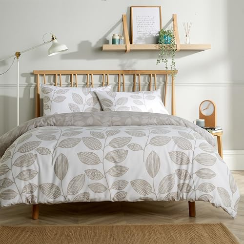 Olivia Rocco Leaves Duvet Cover Set Quilt Covers, Double Natural