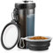 WOMGF Wasserflasche Hunde Unterwegs mit 2er Reisenäpfe Haustier Trinkflasch 2-in-1 Faltbare Hundenäpfe für Resie 800ML Schwarz