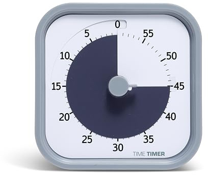 Time Timer Home Mod - 60 minuters Visual Timer Home Edition - för studieverktyg för hemskolmaterial, timer för kontor och möten, med tyst drift (blek skiffer)