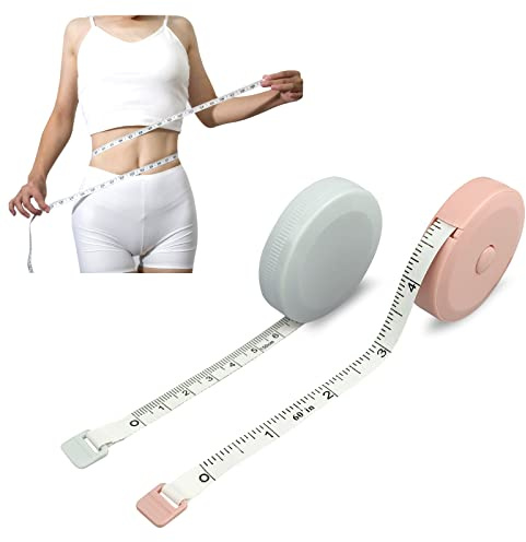 FuninCrea Mini Tape Measure, 1.5m Measuring Tape with Case Double-Sided Tailor Cloth Ruler for body Tailor, 2 Rolls 60-Inch Retractable Soft Sewing Tape Set for Measuring Body (2)