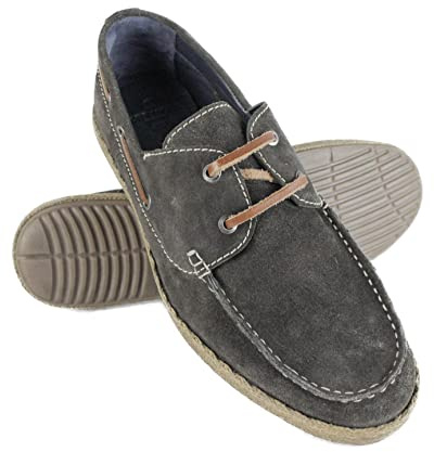 Zerimar Chaussures de Bateau en Cuir pour Hommes | Chaussures de Bateau d'été pour Hommes | Chaussures de Bateau pour Hommes | Mocassins pour Hommes | Couleur Gris | Taille 43