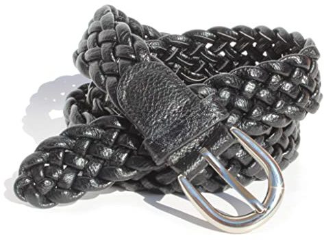 glomy * Ceinture tissée pour femmes et filles en simili-cuir tissée à la main pour pantalons ou robes, Noir , taille unique