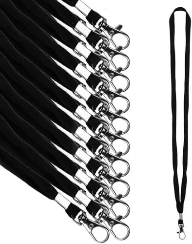 OTYMIOW Laccetto Collo Porta Badge 200PZ Cordino da Collo per Badge Nero Laccio da Collo con Clip Lacci Porta Badge con Lunghezza Personalizzata in Ufficio, Esposizione per Lavoratori, Studenti