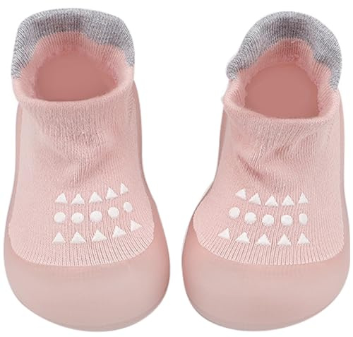 Aggroot Zapatos Calcetines Bebé Niños Niñas Primeros Pasos Zapatos Bebé Calcetines Antideslizantes con Suela de Goma,Rosa,6-12 Monate/Etiquetas 2021
