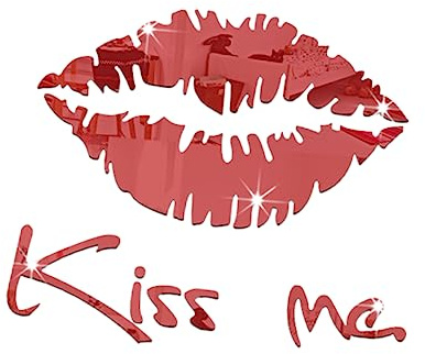 OSALADI Spiegelwand Aufkleber DIY Spiegelwandaufkleber Kreative Lippenform Spiegel Sticker für Wohnzimmer Tv Hintergrund Wanddekor Rot