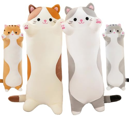 Katt Plysch Kudde Lång Plysch Kawaii Kawaii Jätte Mjuk Kram Kudde Leksak Present För Barn Vuxna, 1 st, Grå 110 cm