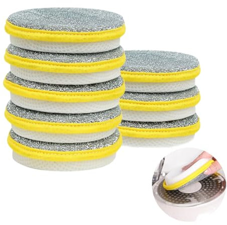 Juego de 8 esponjas de limpieza de doble cara, fibra de acero, esponja y fibra de bambú, potente y suave, para cocina/baño